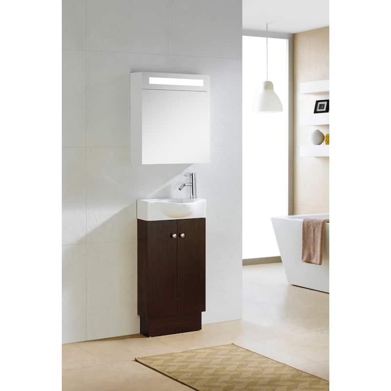 Fine Fixtures Glenwood 17 Inch Wood Wenge/ White Bathroom Vanity