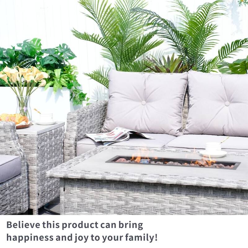 5-piece Patio Conversation Set Sofa Set with Fire Pit