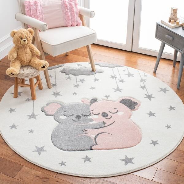 slide 2 of 48, SAFAVIEH Carousel Kids Melda Koala Hug Rug 5'3" Round - Ivory/Pink