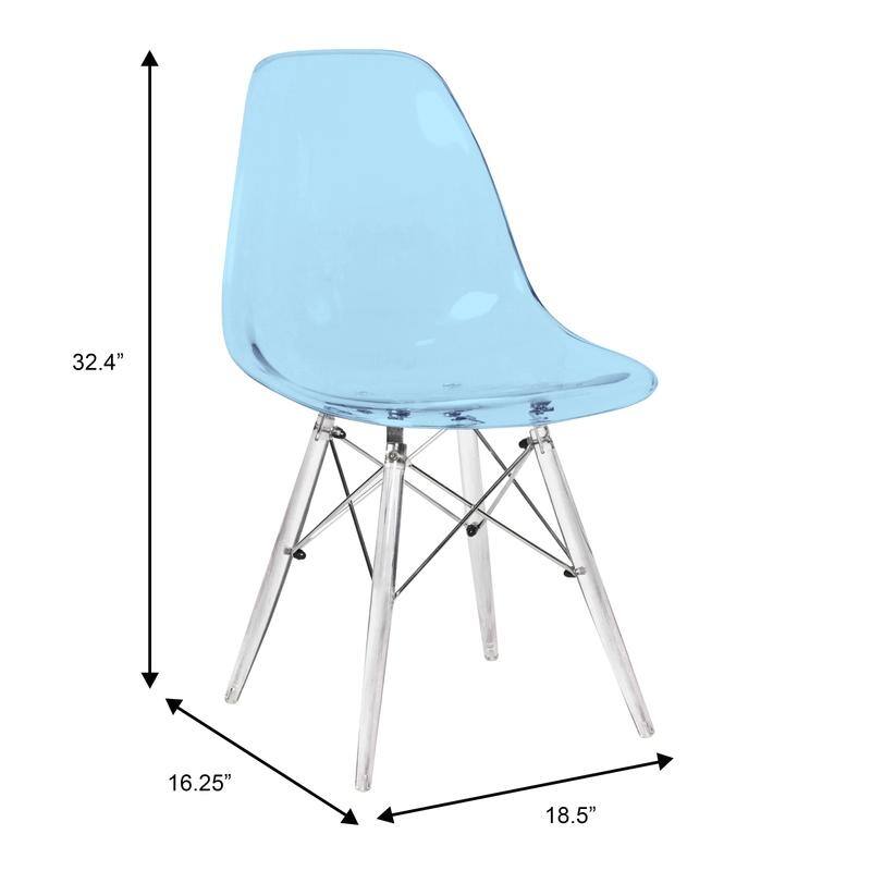 Dover Modern Acrylic Accent Side Chair with Eiffel-Style Legs for Dining Room, Kitchen, Office, or Indoor/Outdoor Seating