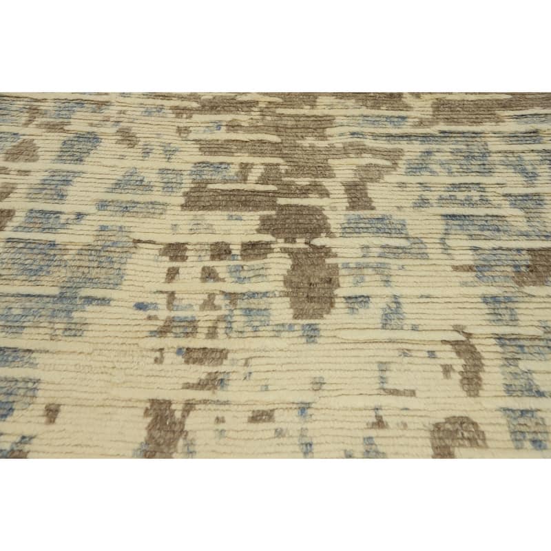 Hand-knotted Modern Wool Beige Abstract Area Rug Oriental Carpet - 8' 3'' X 5' 6''