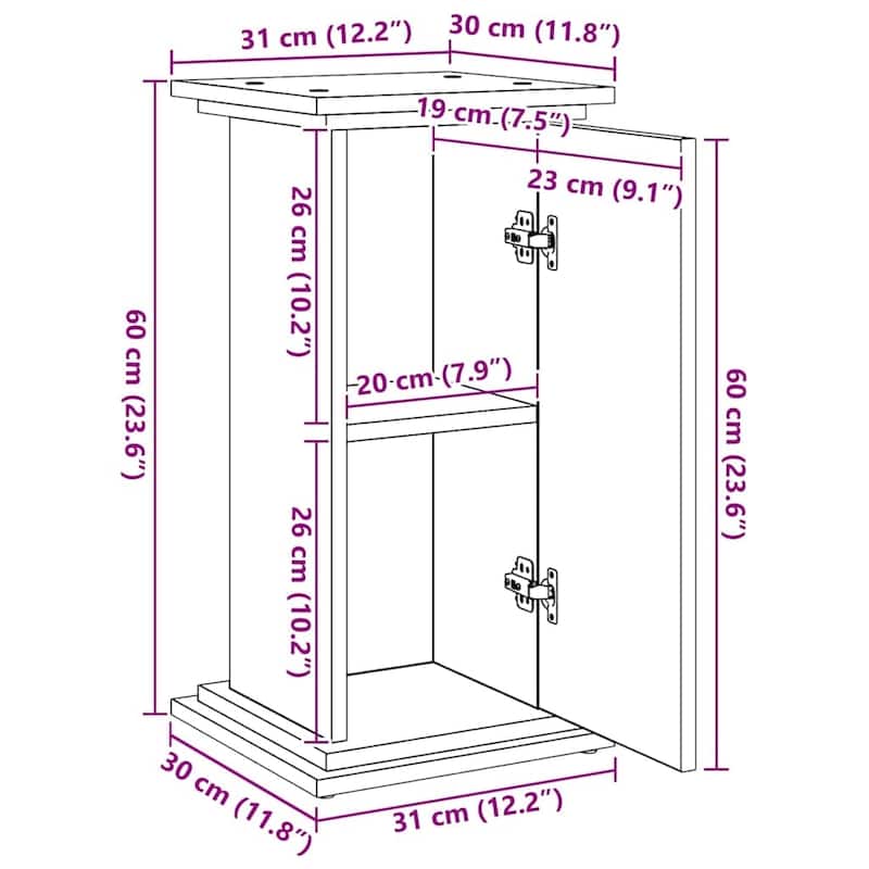 vidaXL Display Stand Black Oak 31 x 30 x 60 cm Engineered wood - 12.2 x 11.8 x 23.6 inch