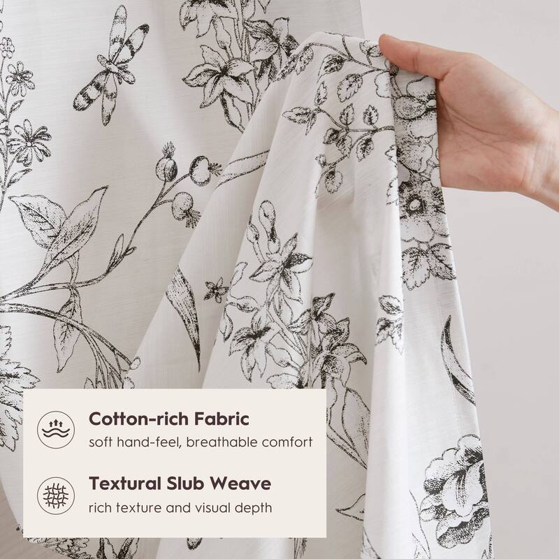 Laura Ashley Branch Toile Shower Curtain - Slub 160gsm