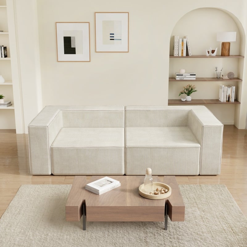 Left Armrest Corduroy Compression Sofa