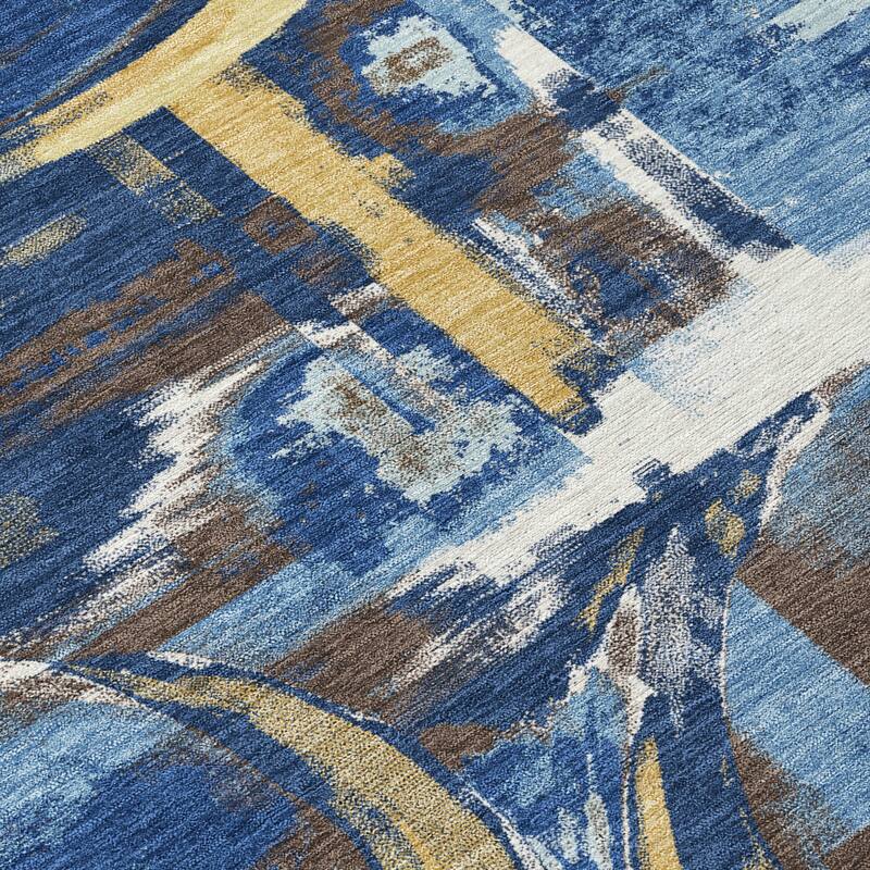 Machine Washable Indoor/ Outdoor Modern Erie Chantille Rug