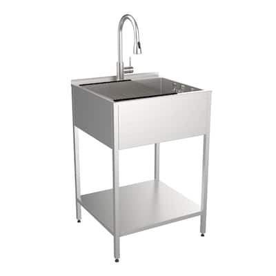 Transolid 24-in W x 22-in D x 35-in H Laundry Sink/Wash Stand All-in-One Kit - 24-in x 22-in