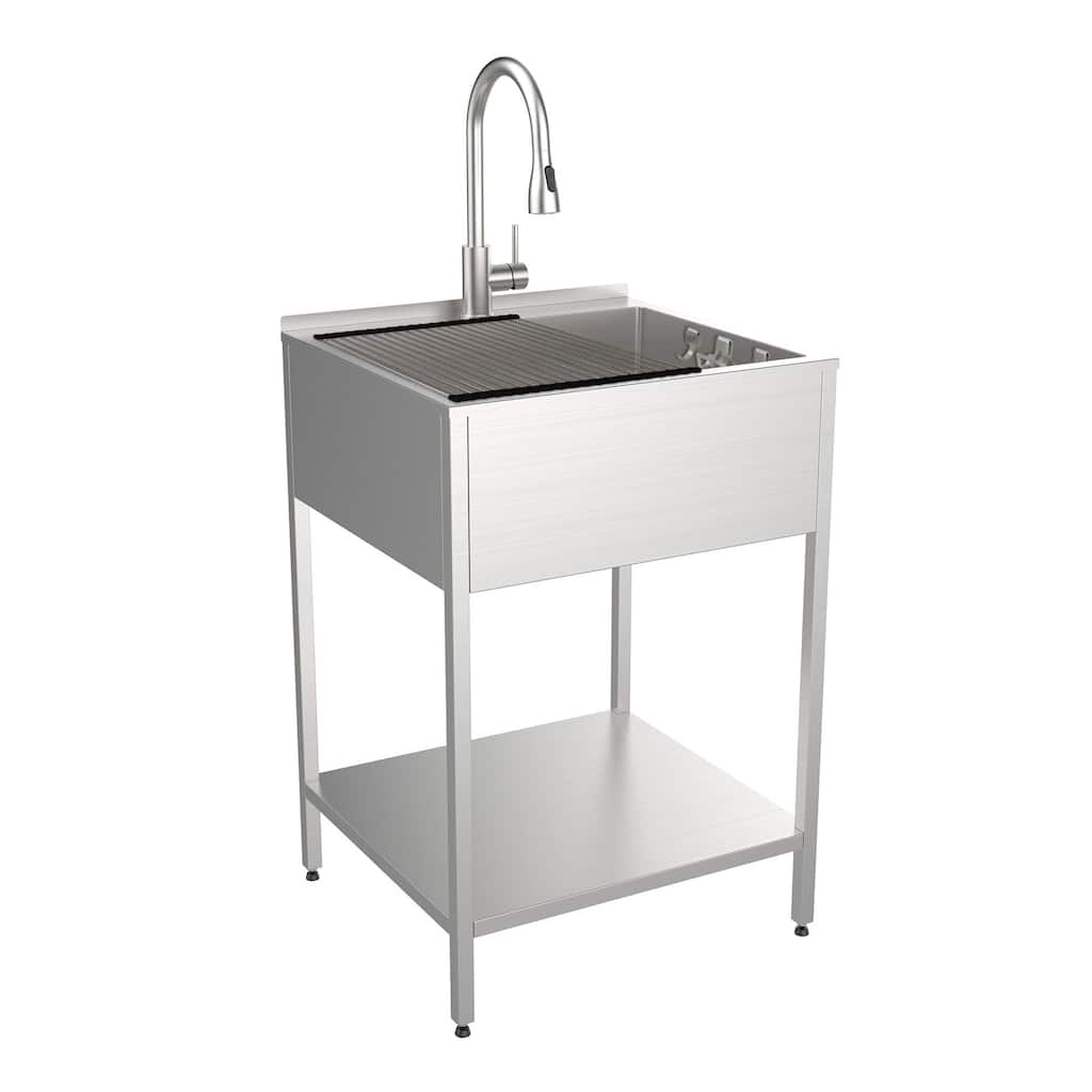Transolid 24-in W x 22-in D x 35-in H Laundry Sink/Wash Stand All-in-One Kit - 24-in x 22-in