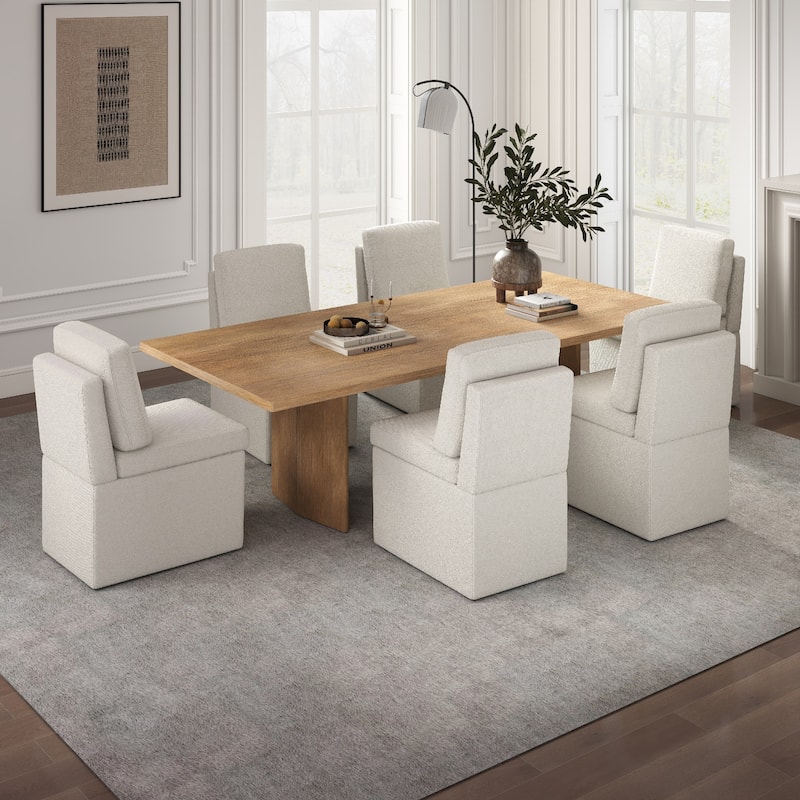 Upholstered Dining Chair with Under Seat Storage- Armless