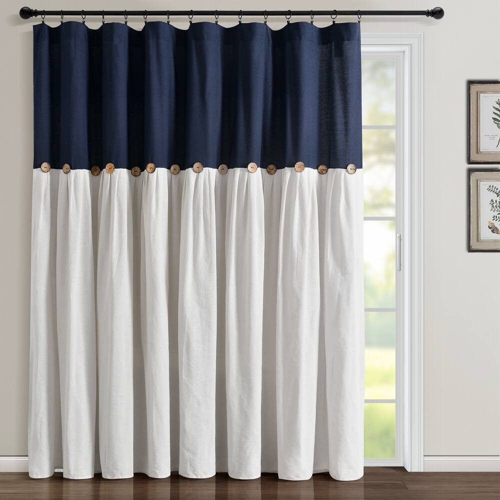 Lush Decor Linen Button Wide Width Single Curtain Panel (1 Panel)