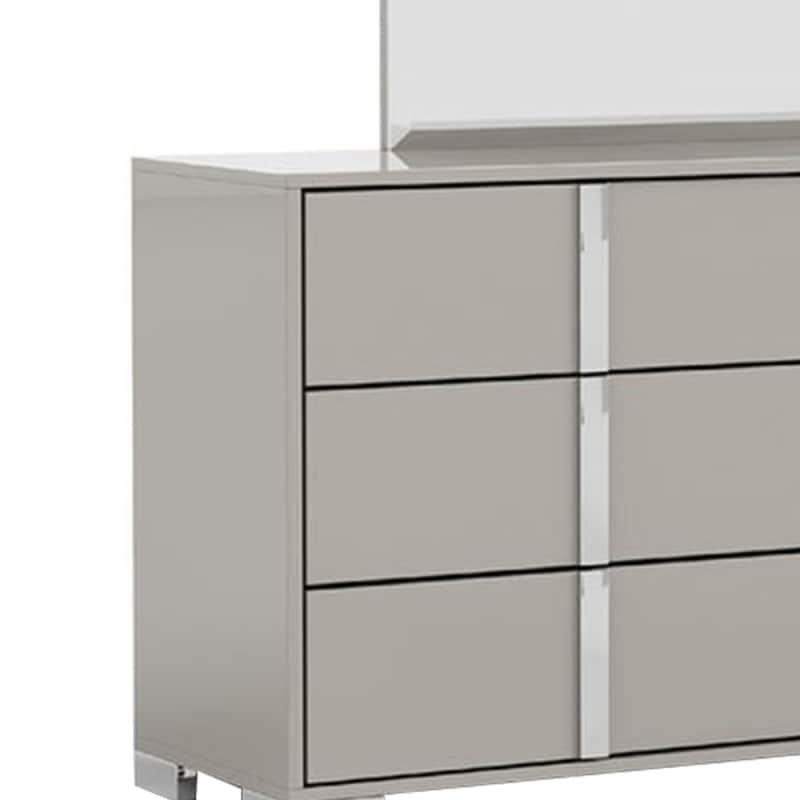 Suni Wide Dresser, Light Taupe Wood with UV Finish, 6 Drawers