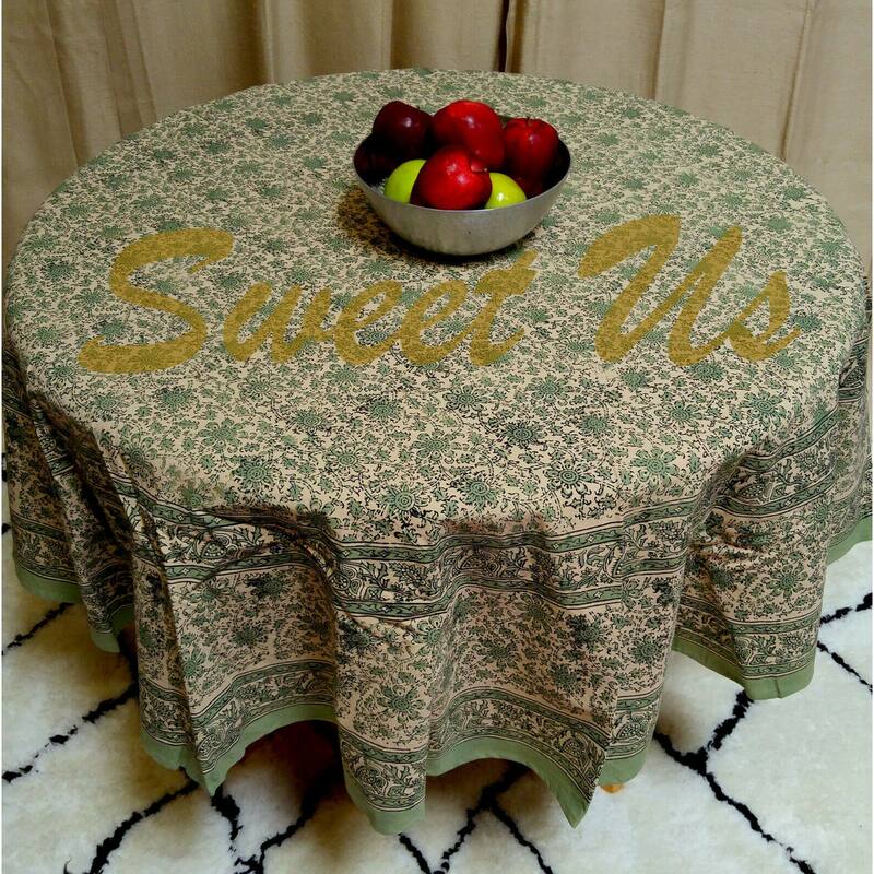 Pretty Daisy Chain Floral Block Print Cotton Tablecloth Collection