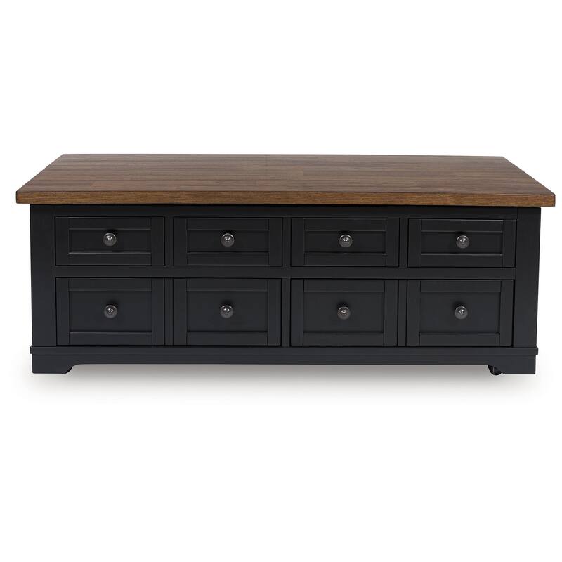 Signature Design by Ashley Wildenauer Brown/Black Lift-Top Coffee Table - 52" W x 28" D x 19" H