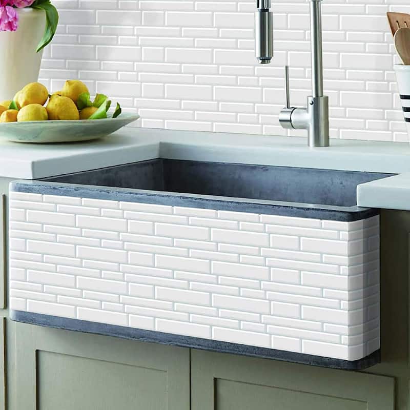 Art3d 12"×12" Vinyl Peel and Stick Backsplash Tile White Brick (10-Pack)