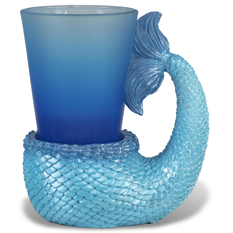 CoTa Global Cool Blue Mermaid Tail Shot Glass – Novelty Glassware - 3Lx2Wx3.4H inches