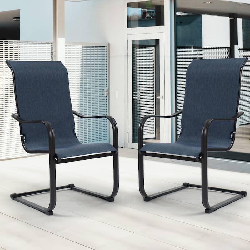 Kozyard 2Packs C-Spring Patio Chairs High Back Dining Chairs Breathable Textilene Fabric Sturdy Metal Frame