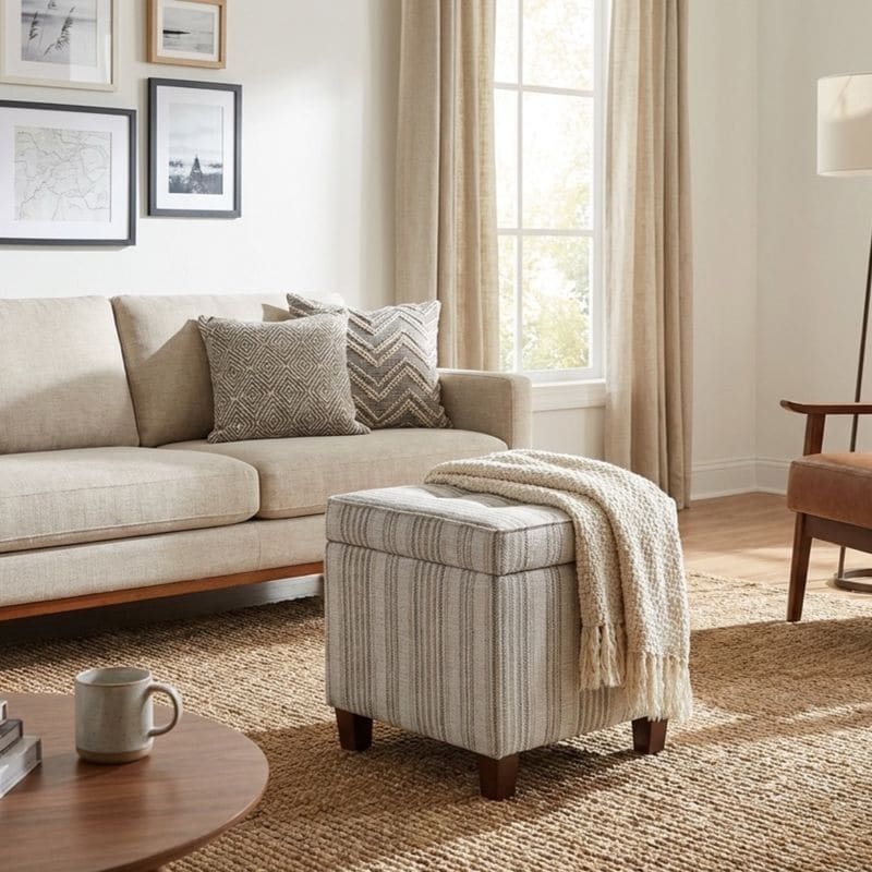 Porch & Den Bittern Square Tufted Storage Ottoman