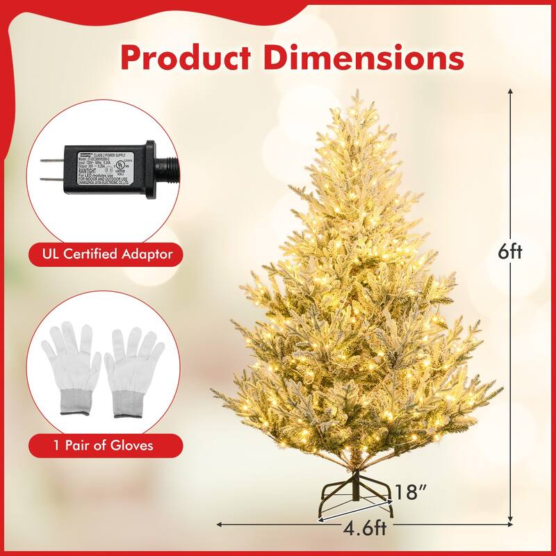 Gymax Pre-Lit Artificial Christmas Tree w/ 1074 Branch Tips 450 White - See Details