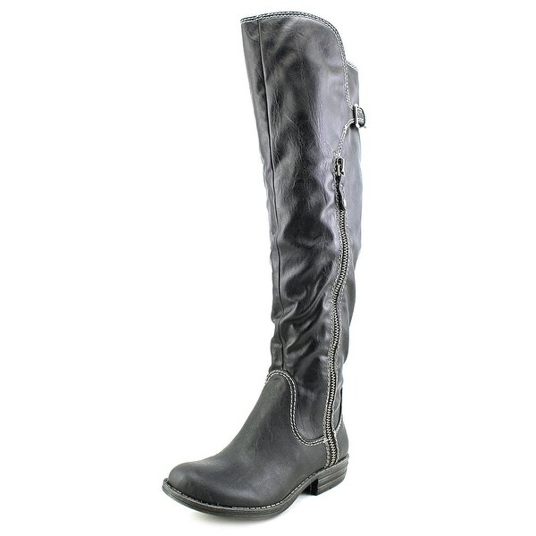 American Rag Duncan Women Round Toe Leather Black Over the Knee Boot