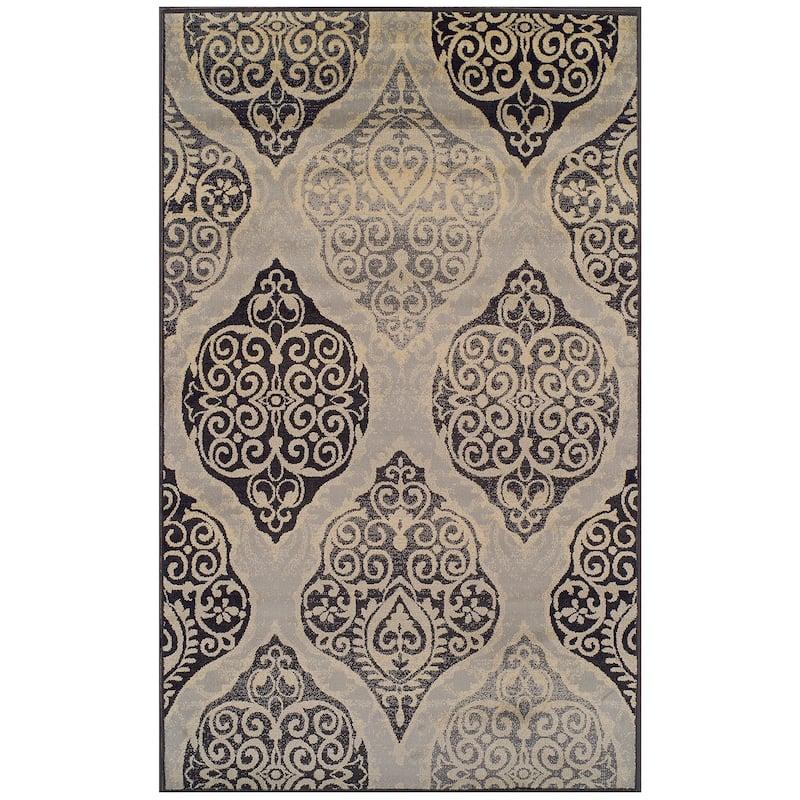 Superior Amherst Traditional Oriental Medallion Area Rug Collection - 2' x 3' - Grey