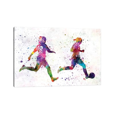 iCanvas "Girl Playing Soccer Silhouette III" by Paul Rommer Canvas Print