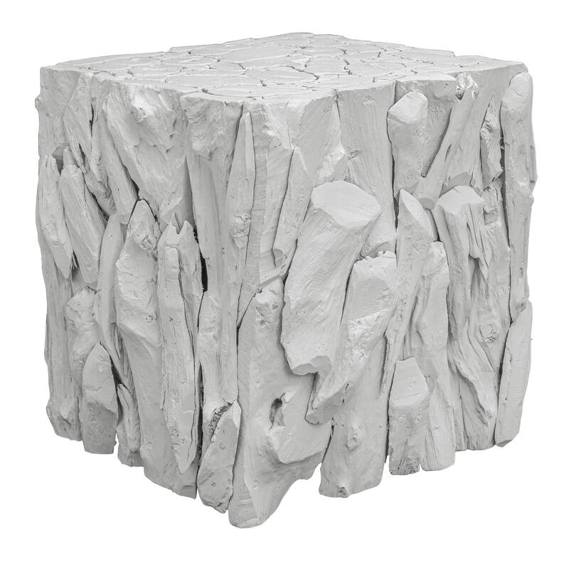 Uttermost Teak Root White Bunching Cube - 17"W x 19"H x 17"D