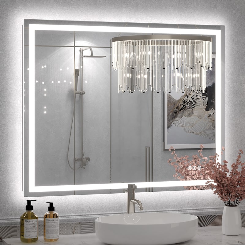 Large LED Bathroom Mirror with UL Listed, Front and Backlit, Anti-Fog - 40x32