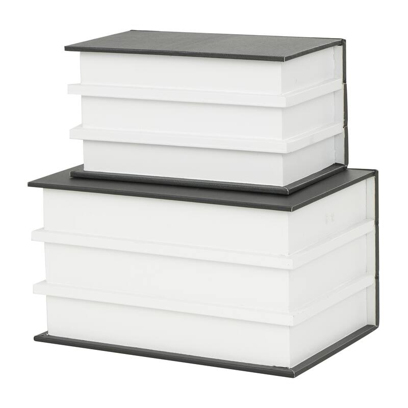 Canvas Decorative Box with White Explore, Dream, Discover Text - Set of 2 Black - Roche River Decor