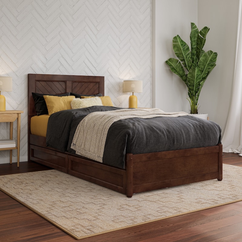 Clayton Platform Bed with Panel Footboard and Storage Drawers