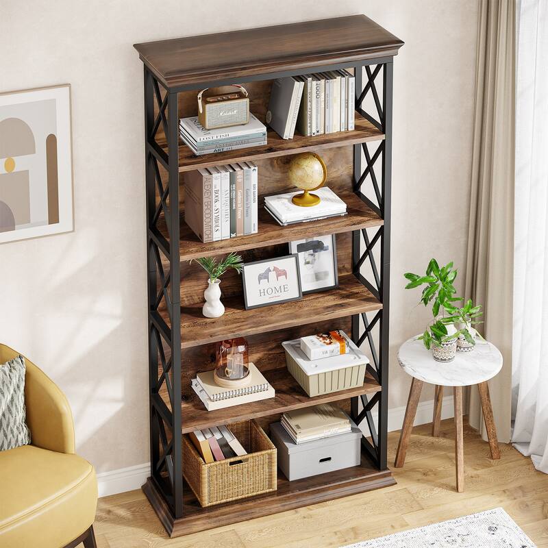 71-inch Tall 6-tier Industrial Bookcase - 11.8"D x 31.5"W x 70.86"H