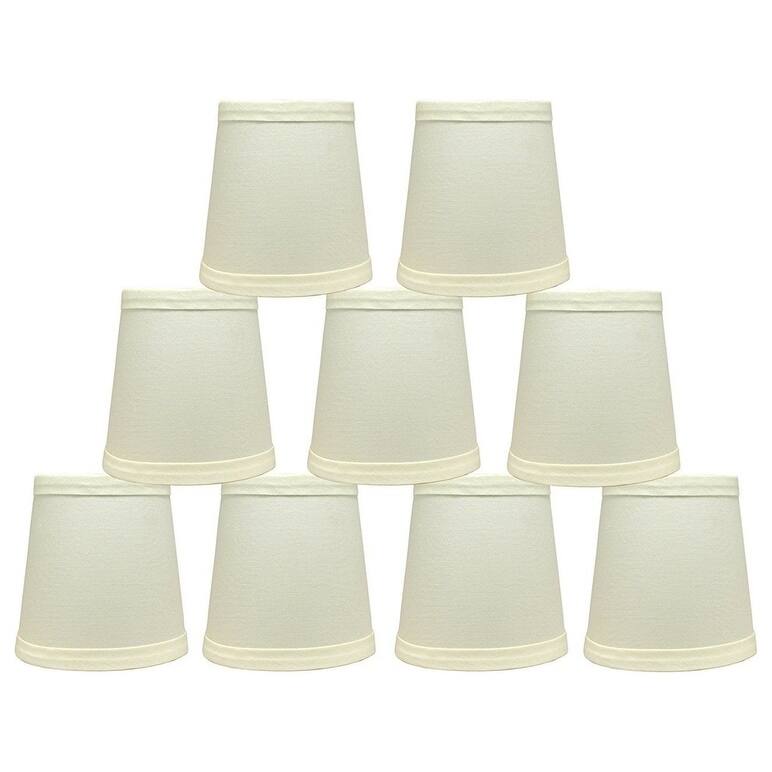 Linen Mini Chandelier Lamp Shade, Clip On, 4 inch Bottom Diameter, 4.75" Height - Set of 9 - Eggshell