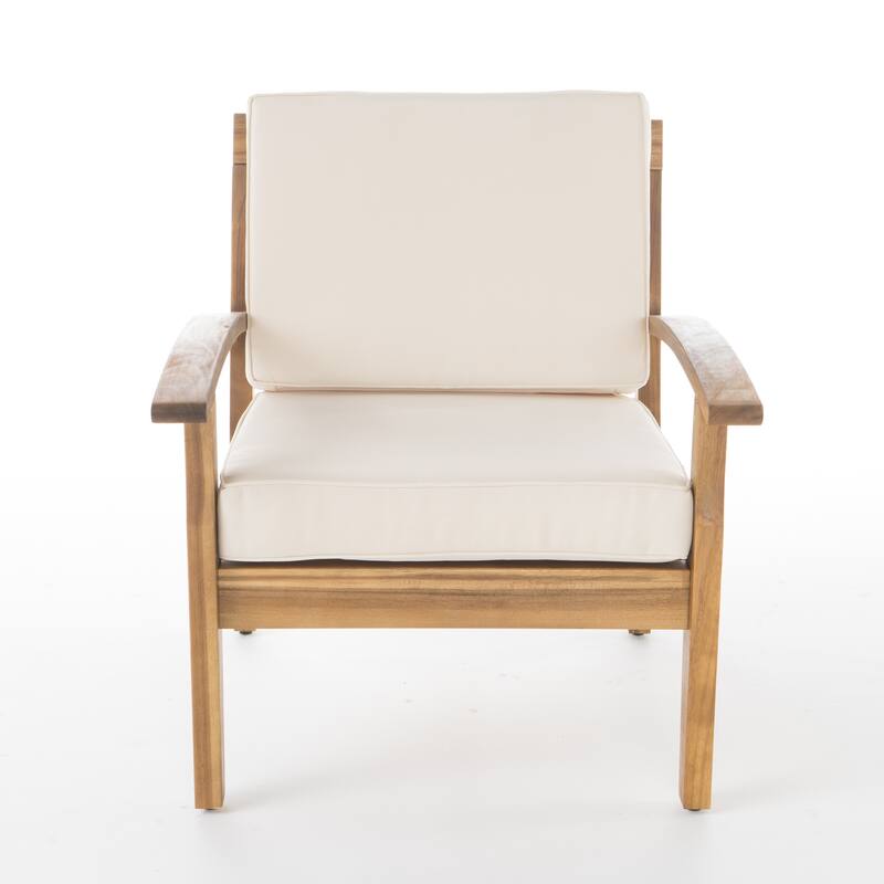 Roomfitters Outdoor Club Chair with Cushions, Durable Acacia Wood Frame and Weather-Resistant Seating