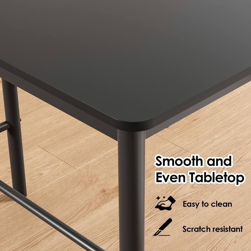47 inch Counter Height Bar Table, Rectangular Dining Counter Tables with Metal Legs