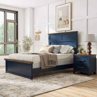 Furniture of America Althea Modern Farmhouse 2-Piece Wood Kids Panel Bed and Nightstand Set