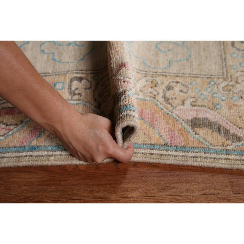 Handmade Vegetable Dye Oushak Turkish Area Rug Oriental Wool Carpet - 5'4"x 7'1"