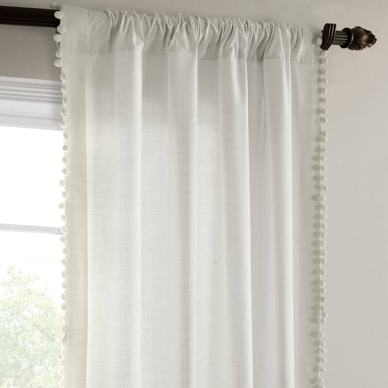 Exclusive Fabrics Bordered Textured Cotton Curtains For Bedroom & Living Room Curtains - Single Panel Drapes