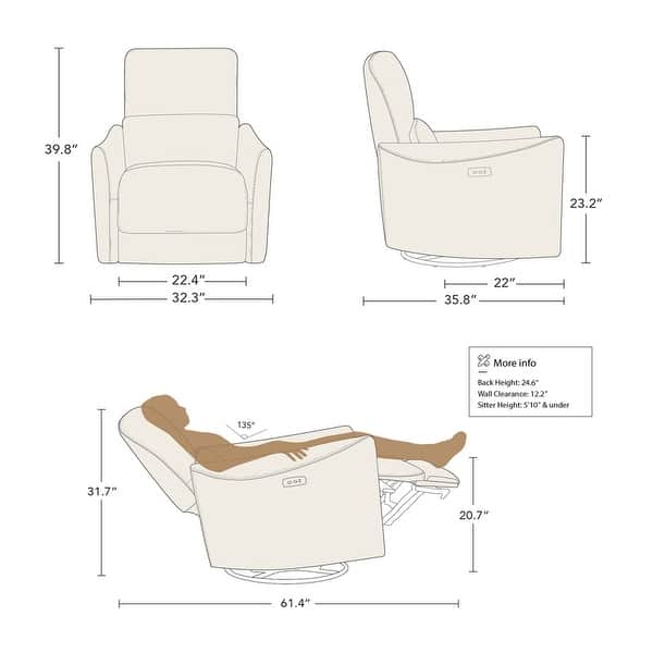 dimension image slide 0 of 2, Spruce & Spring Asher Power Swivel Glider Recliner