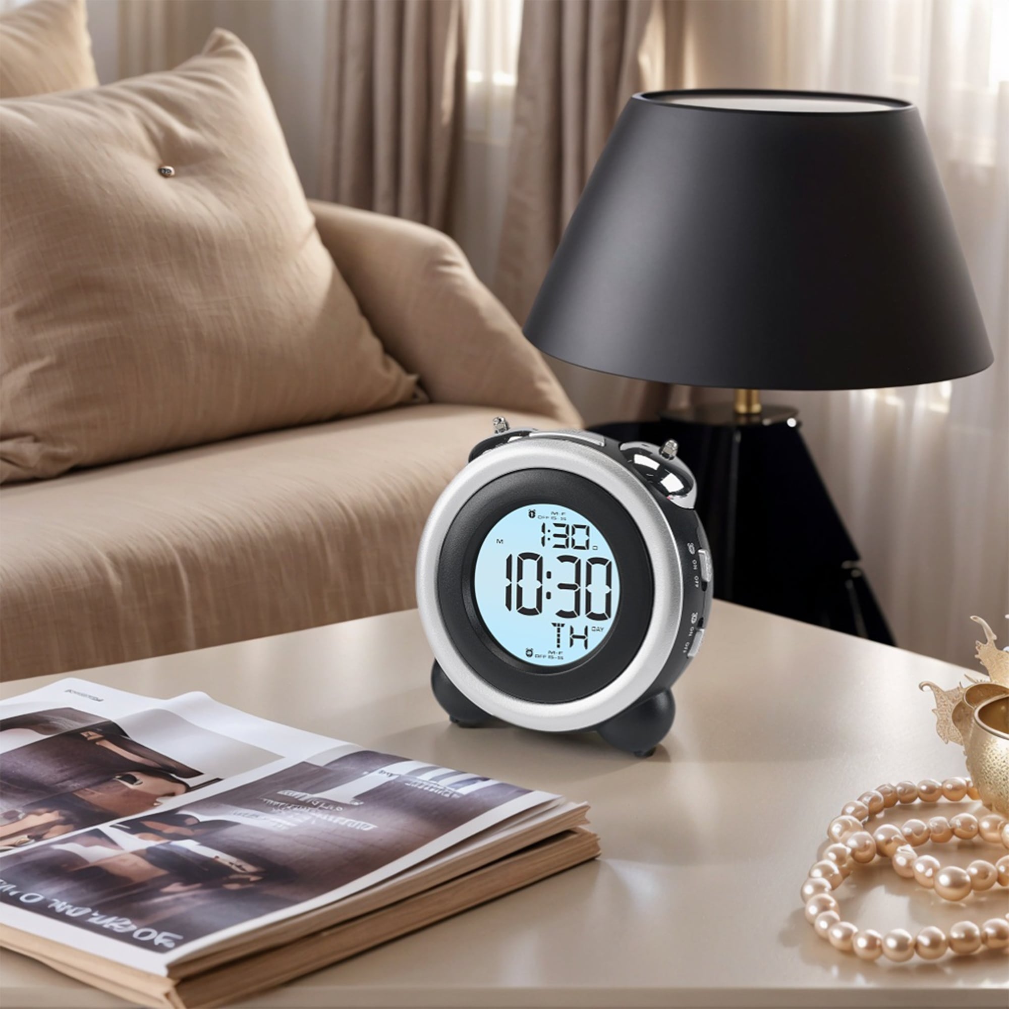 Digital Alarm Clock Large LED Display, Dual Alarms, Wired Shaker for Bedroom/Dorm - 4.3"L x 2.4"W x 4.3"H