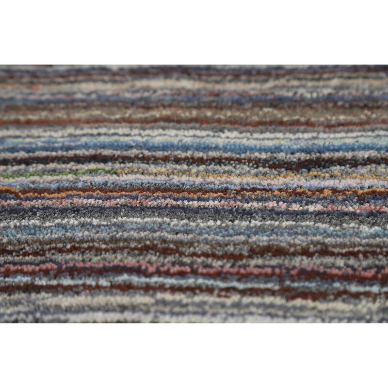 Hand Knotted Oriental 100% Wool Carpet Tribal Stripe Multi-Colored Gabbeh Area Rug - 7' 10'' X 5' 6''