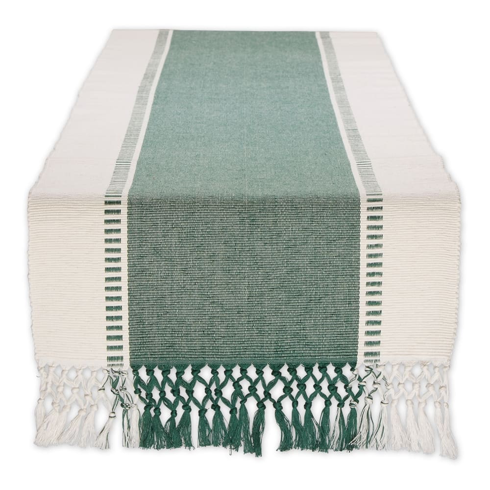 DII Striped Fringe Ribbed Table Runner 13x72"