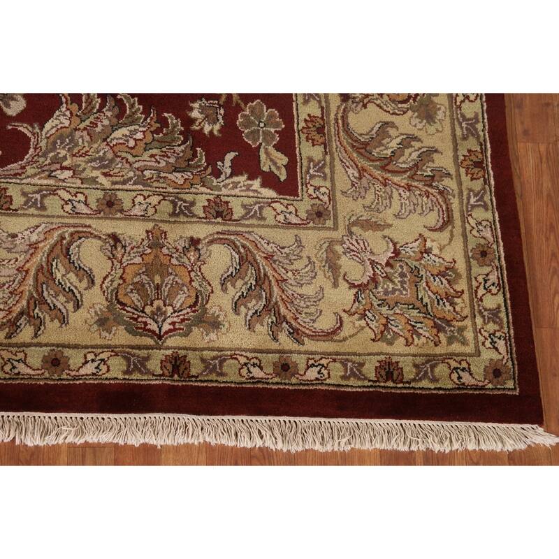 Red Floral Agra Indian Area Rug Hand-Knotted Wool Carpet - 8'3"x 10'1"