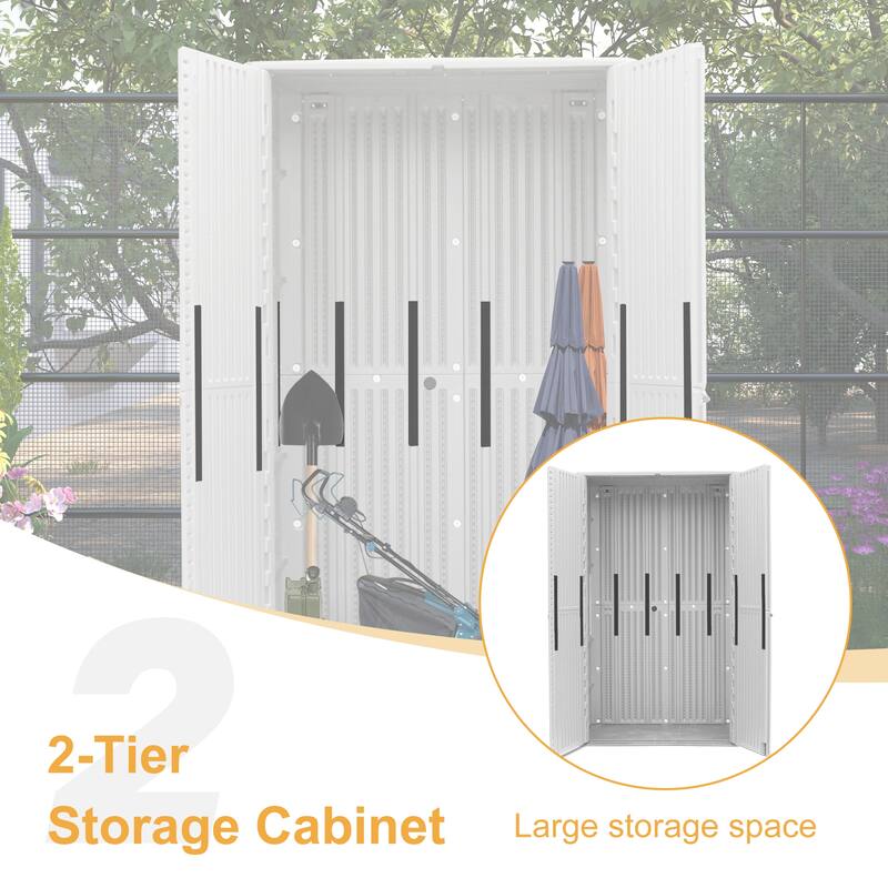 4.16 ft. W x 2.4 ft. D White Resin HDPE Outdoor Storage Shed with Lockable Door