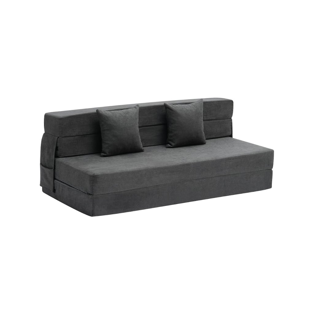 Foam Folding Sofa Bed with Ergonomic Support and Throw Pillows - 81.1” L x 60.83” W x 5.91” H