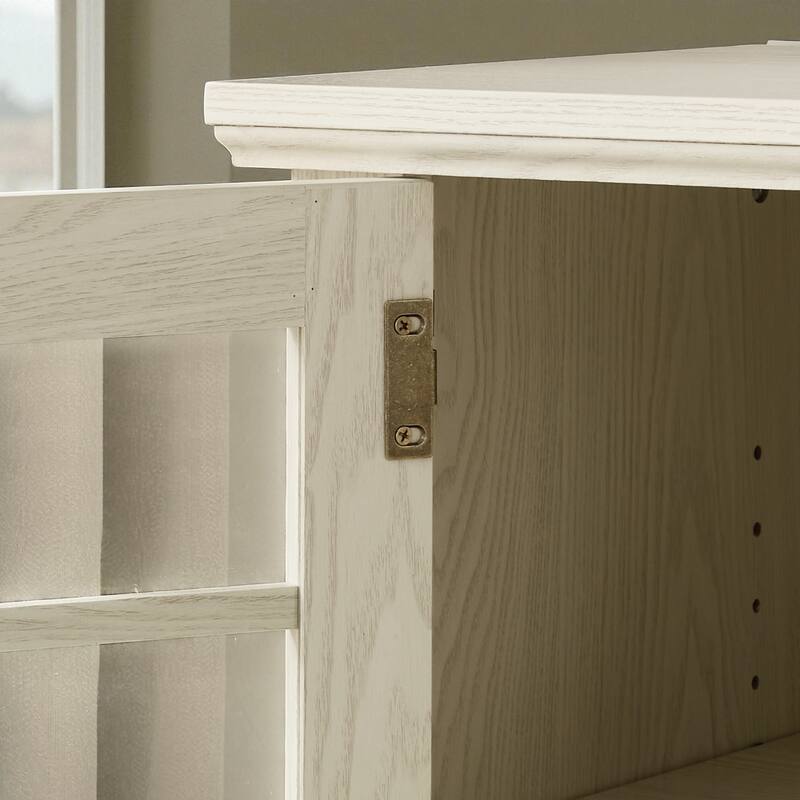 70'' Modern TV Stand for 75'' TV, Faux Stone Media Console with Cabinets, Cable Management & Adjustable Shelves