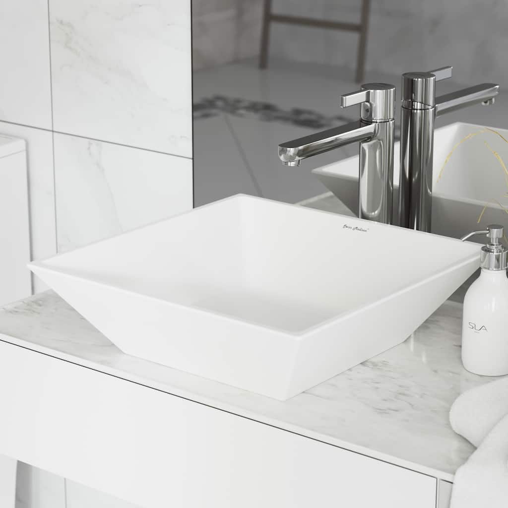 Swiss Madison St. Tropez Square Ceramic Bathroom Vessel Sink