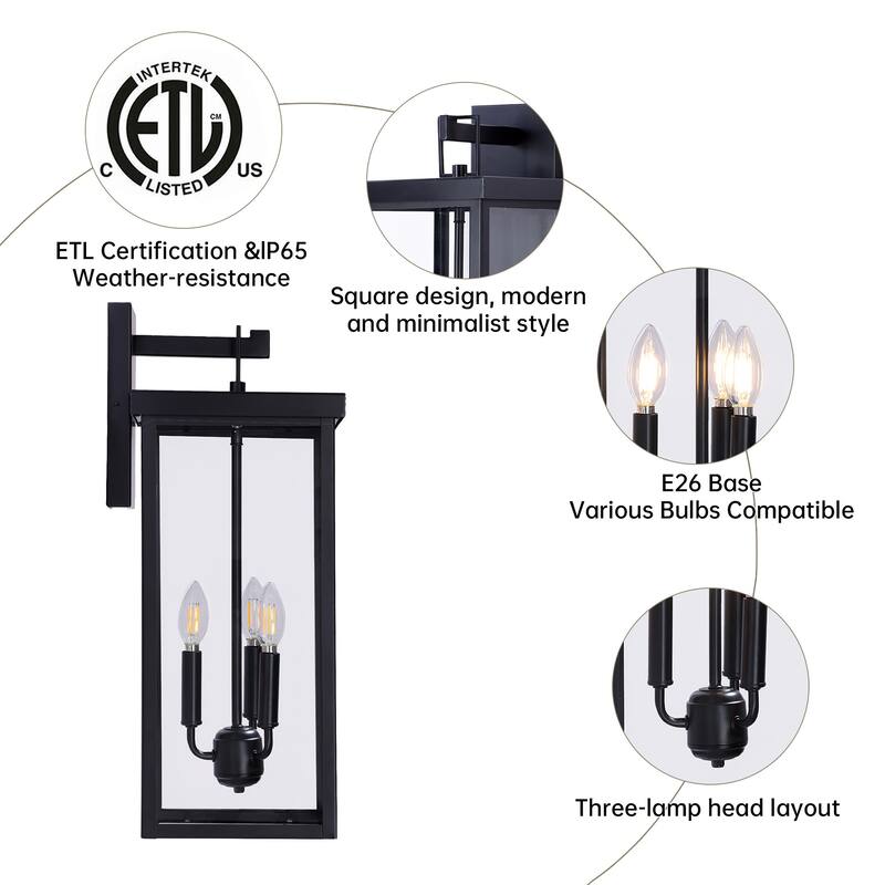 4 Pack Clear Glass Outdoor Lighting Wall Sconce
