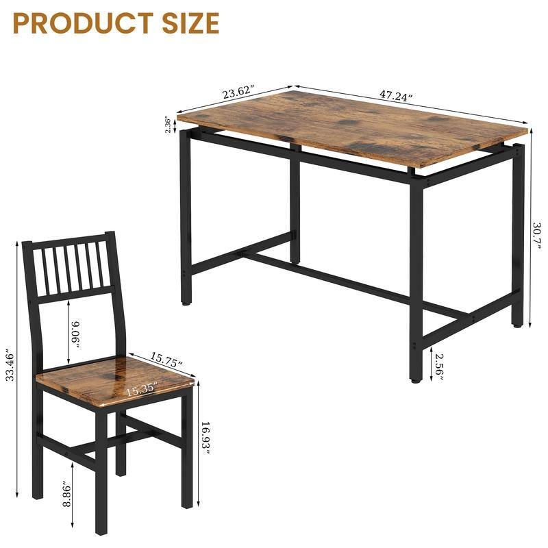 5-Piece Dining Table and Chairs Set, Modern Industrial Dining Table Set, Dinette, Space Saving Dining Set for Small Space, Pub