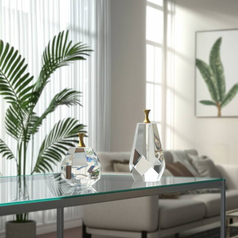 Glass Figurine Pear and Apple Luxurious Accent (Set of 2) - 5/6" Clear - 2.75" x 3.25" x 7.25" - Clear - 2.75" x 3.25" x 7.25"