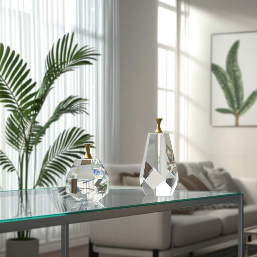 Glass Figurine Pear and Apple Luxurious Accent (Set of 2) - 5/6" Clear - 2.75" x 3.25" x 7.25"