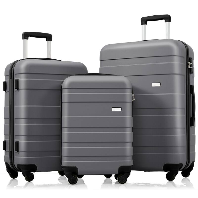Luggage Sets New Model ABS Hardshell Three-pcs Clearance Luggage Hardside Lightweight Durable Suitcase sets - Gray