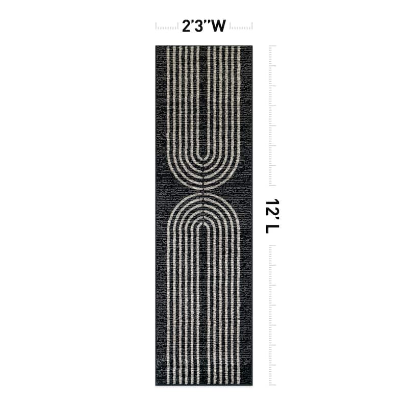Contemporary Arch Black Ivory Gray Stylish Area Rug for Any Room